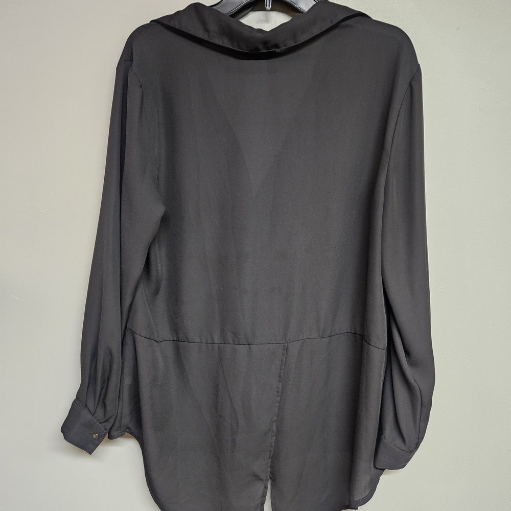 Massini Women's Large Black Long Sleeve Blouse Button-down Shirt - Picture 4 of 7